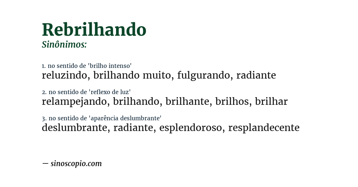 Sinônimo de rebrilhando