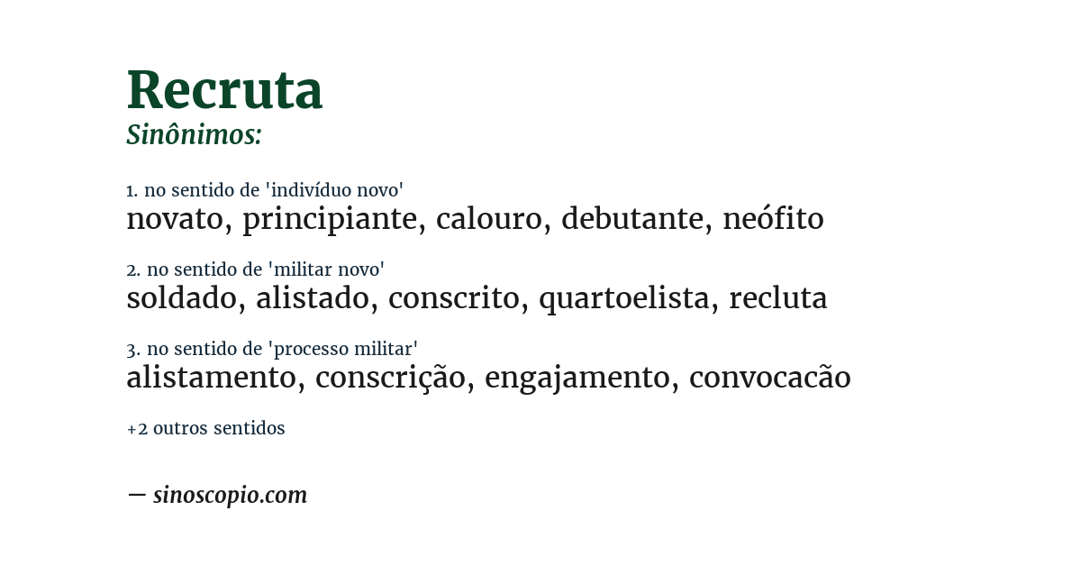 Sinônimo de recruta