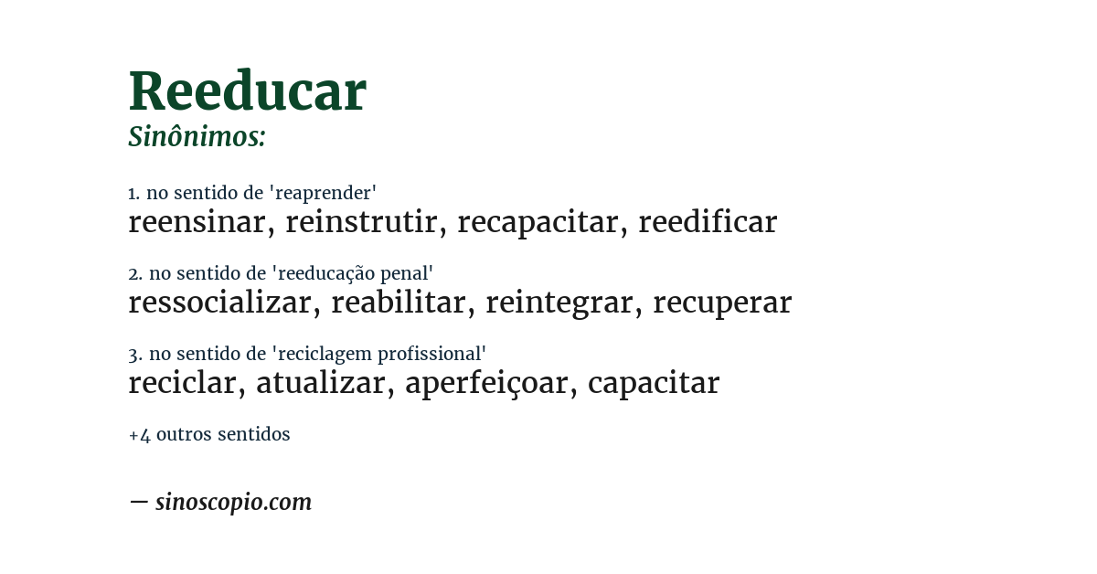 Sinônimo de reeducar