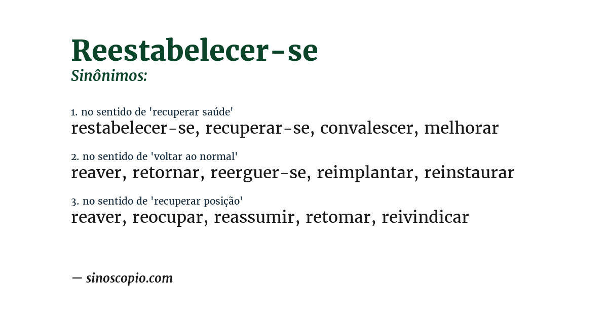 Sinônimo de reestabelecer-se