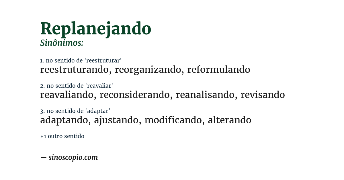 Sinônimo de replanejando