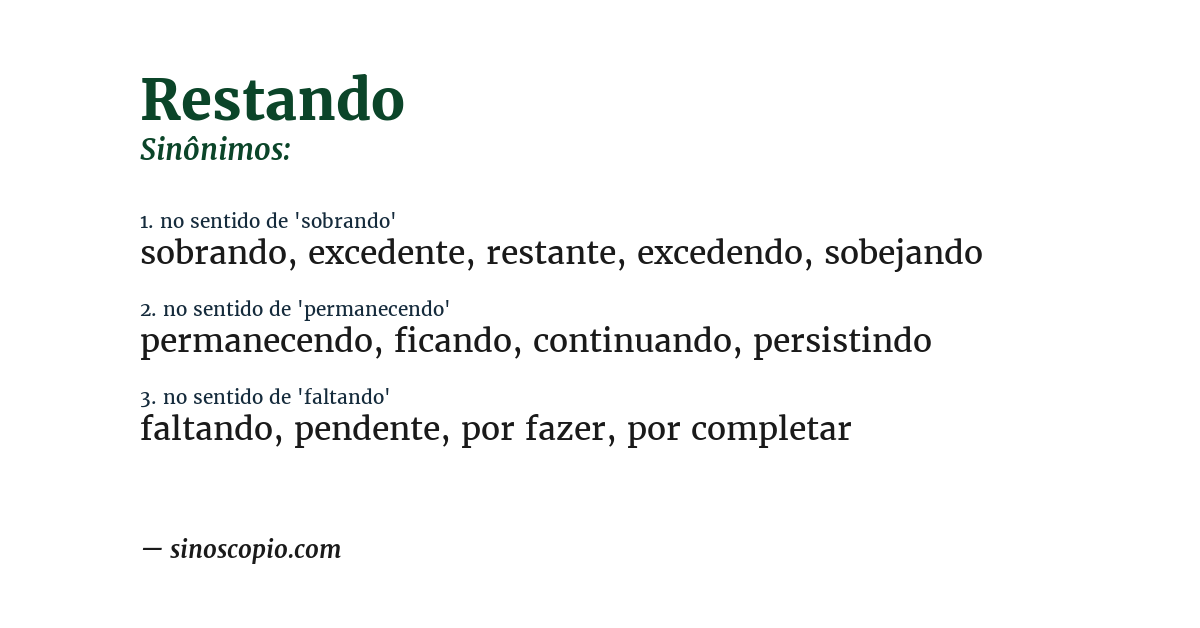 Sinônimo de restando