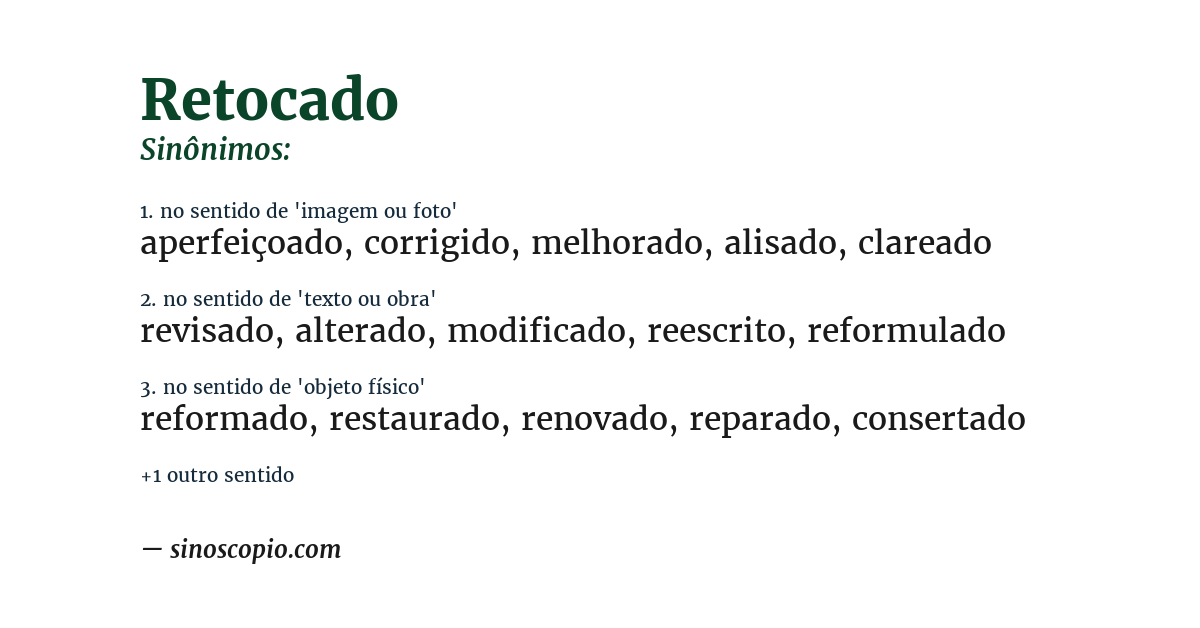 Sinônimo de retocado
