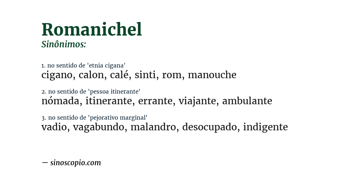 Sinônimo de romanichel