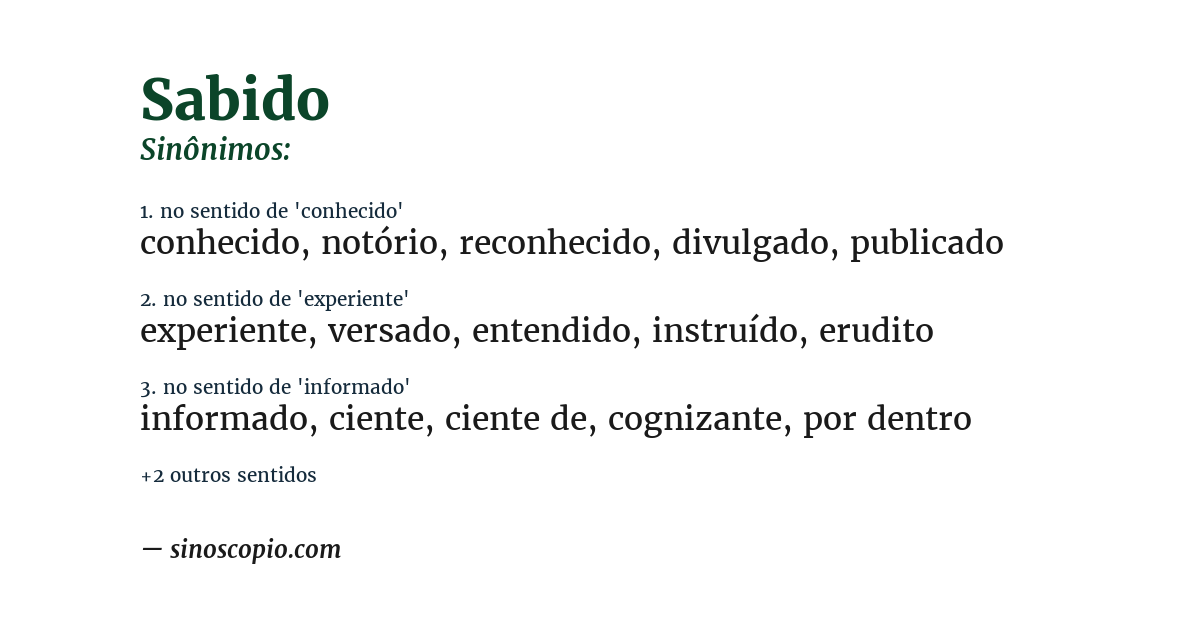 Sinônimo de sabido