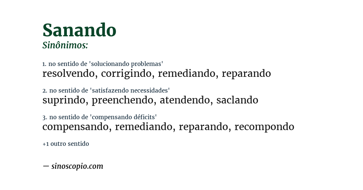 Sinônimo de sanando