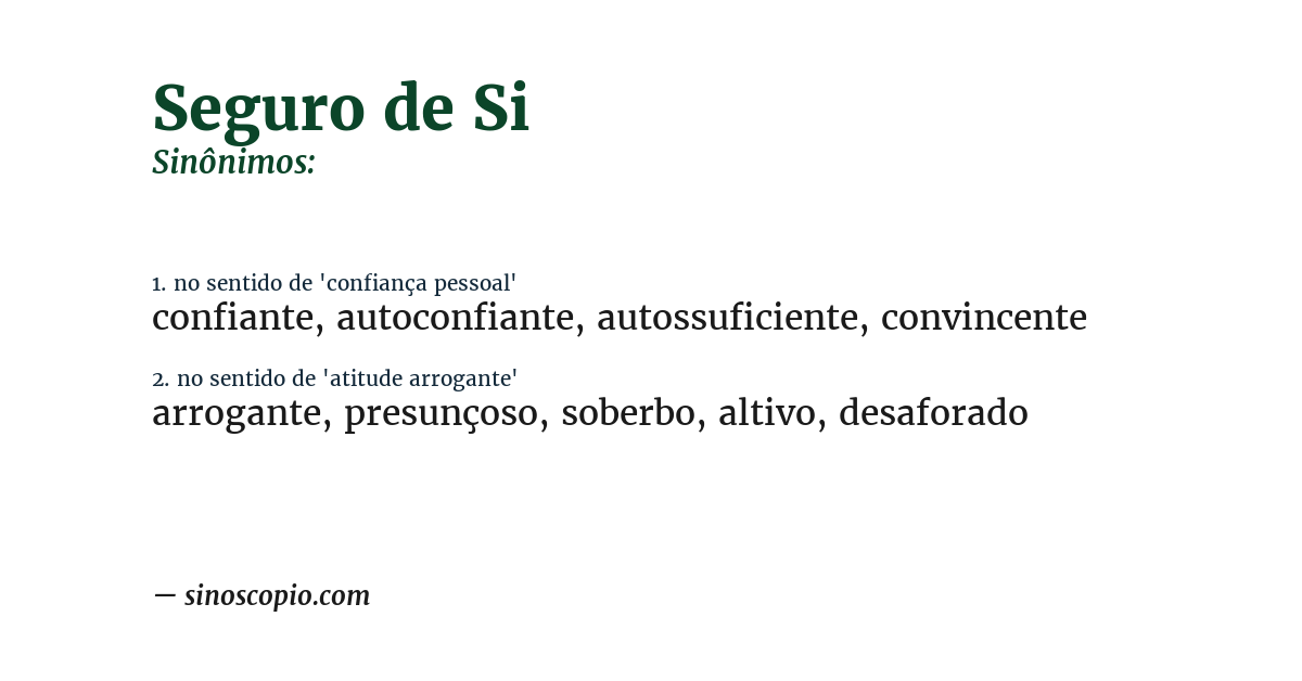 Sinônimo de seguro de si