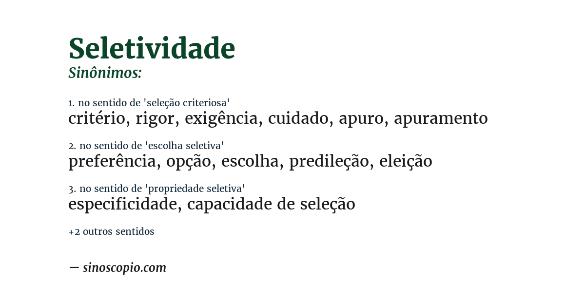 Sinônimo de seletividade