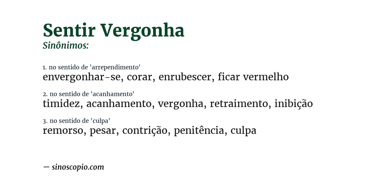 Sinônimo de sentir vergonha