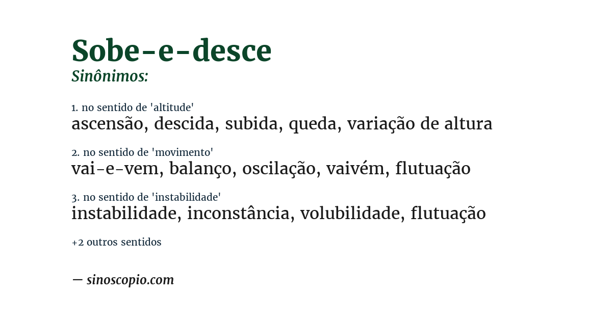 Sinônimo de sobe-e-desce