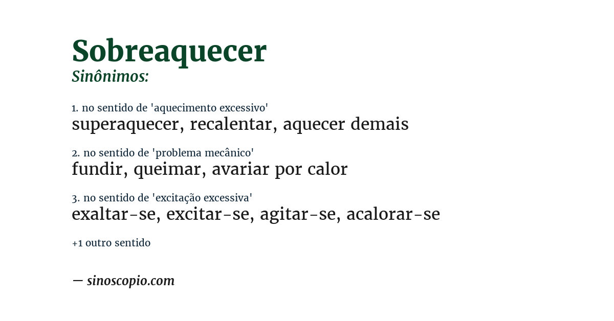 Sinônimo de sobreaquecer