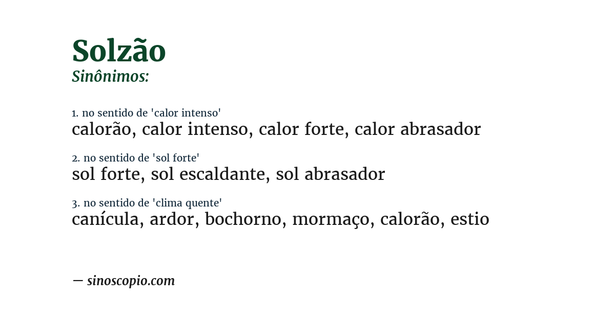 Sinônimo de solzão
