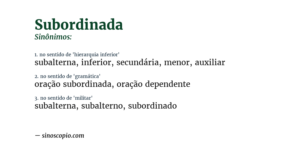 Sinônimo de subordinada