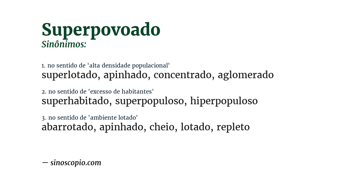 Sinônimo de superpovoado