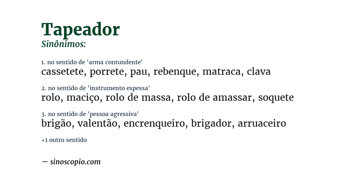 Sinônimo de tapeador