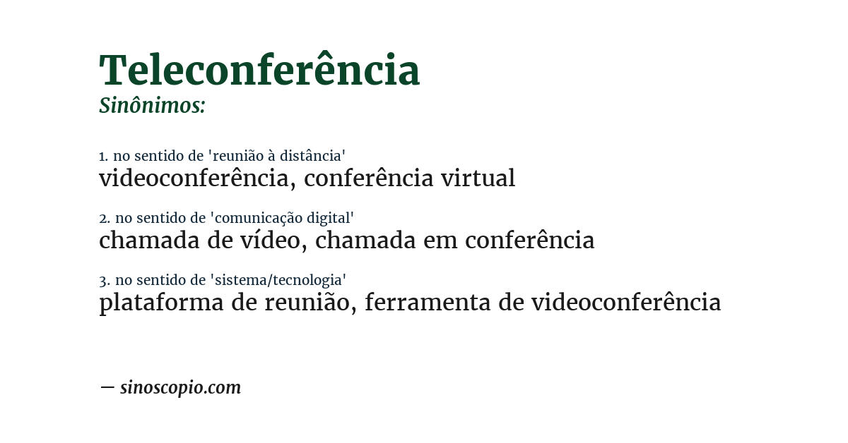 Sinônimo de teleconferência