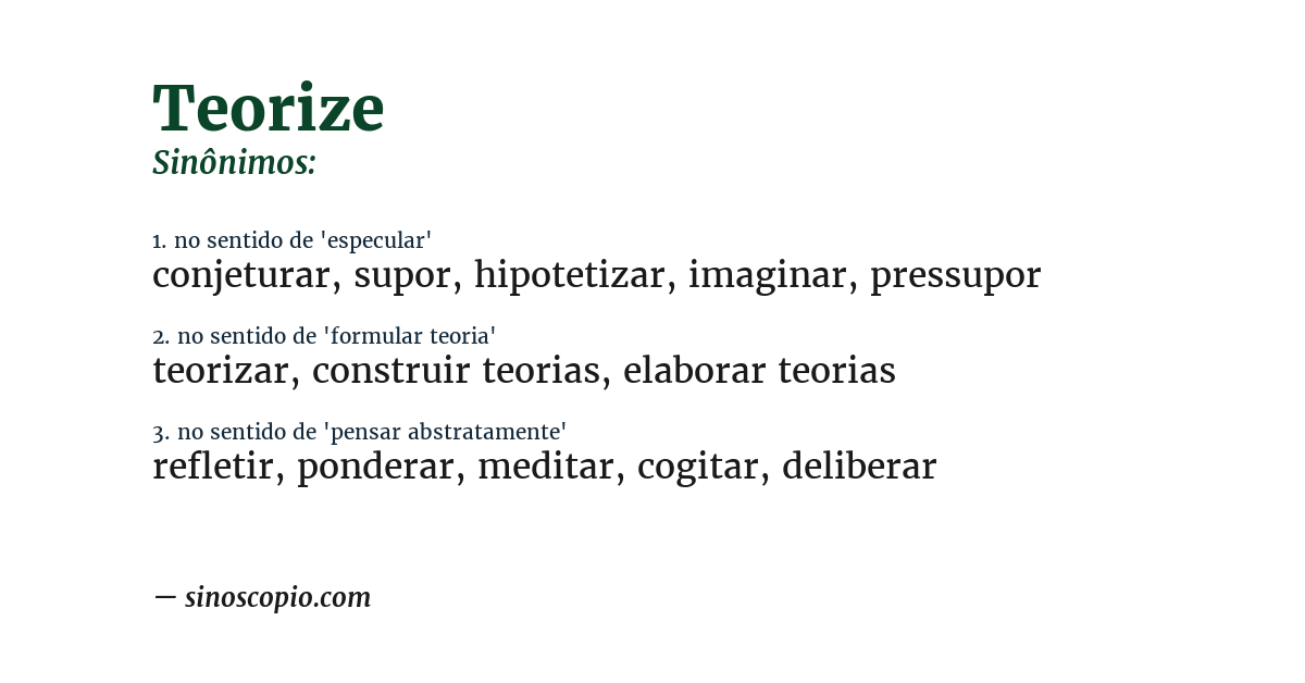 Sinônimo de teorize