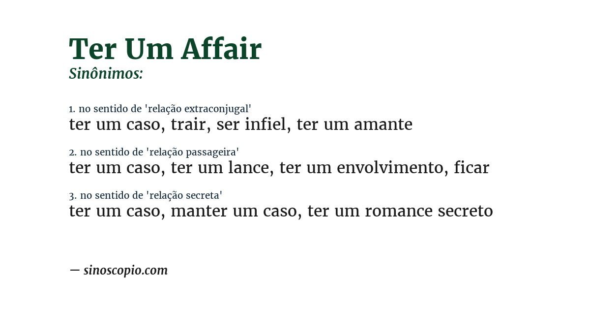 Sinônimo de ter um affair