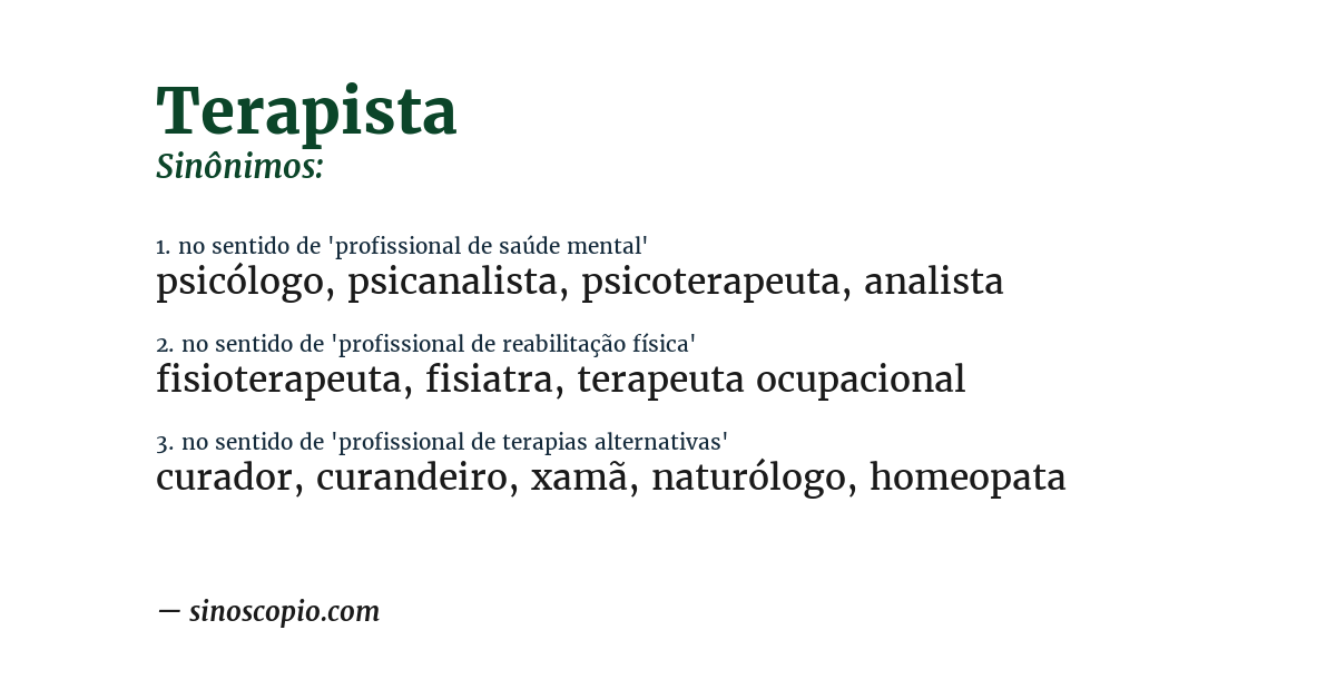 Sinônimo de terapista