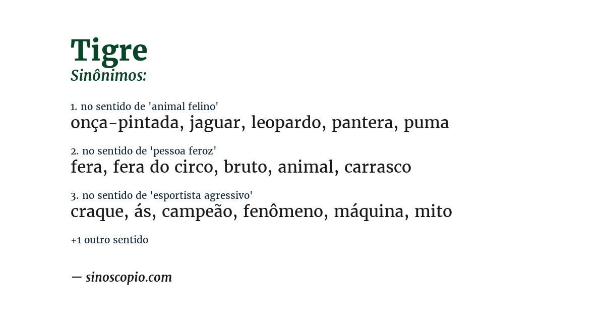 Sinônimo de tigre