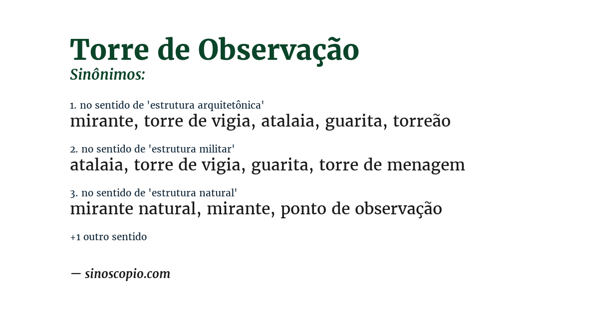 Sinônimo de torre de observação