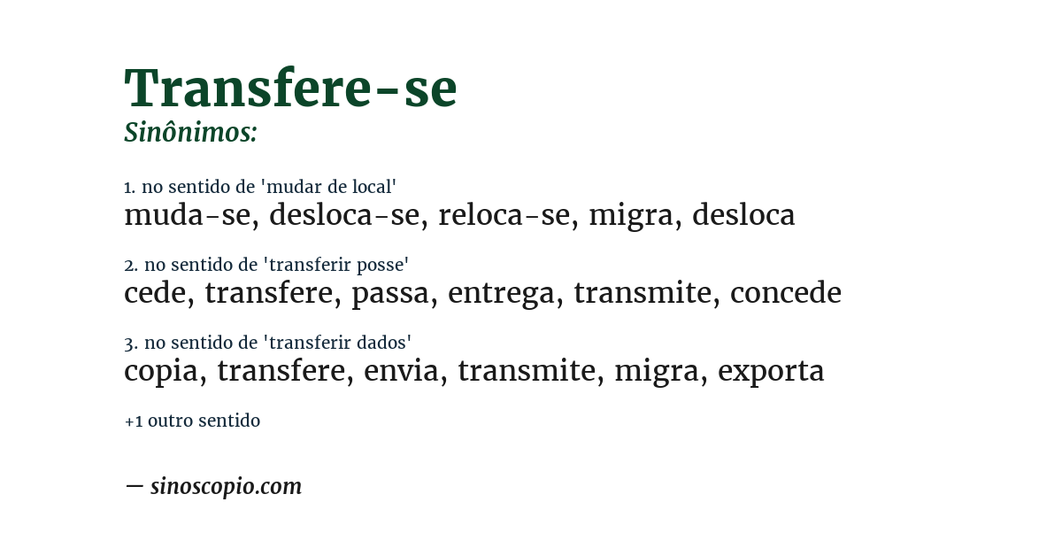 Sinônimo de transfere-se