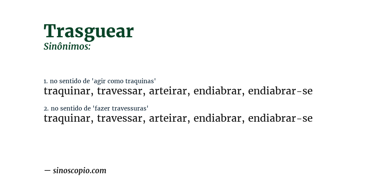 Sinônimo de trasguear