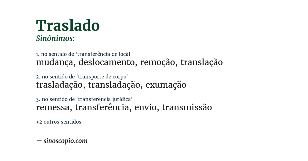 Sinônimo de traslado