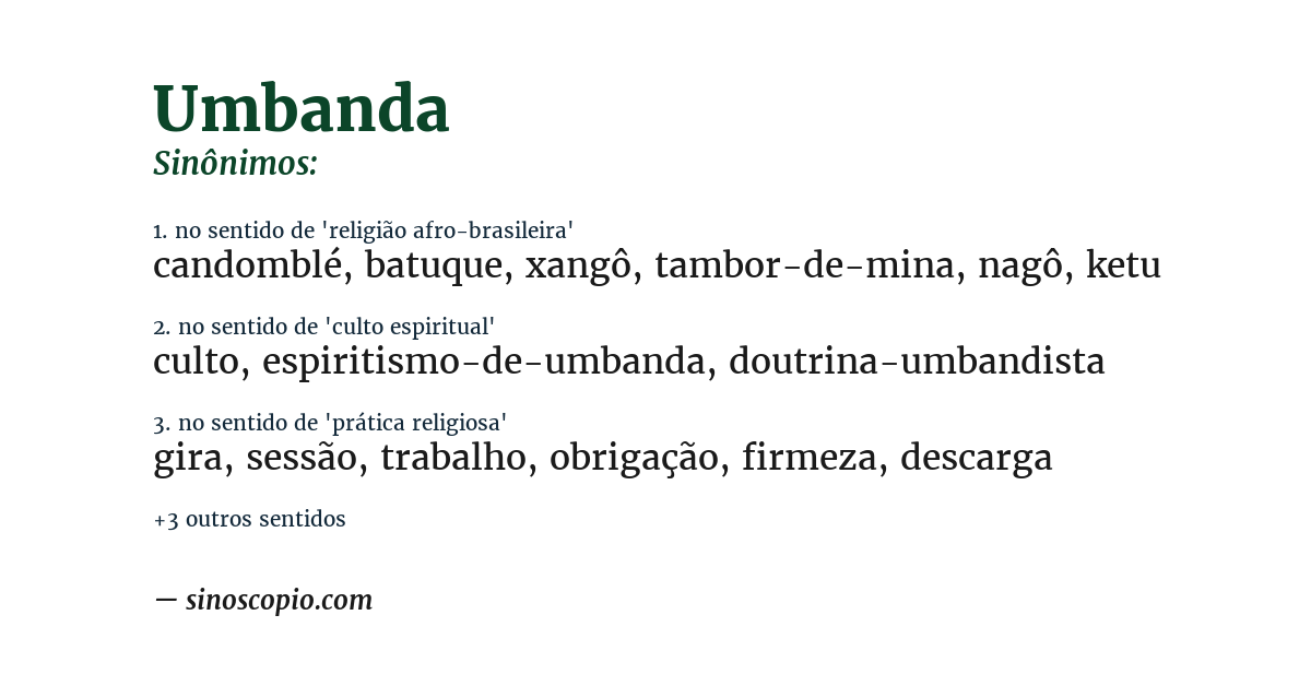 Sinônimo de umbanda