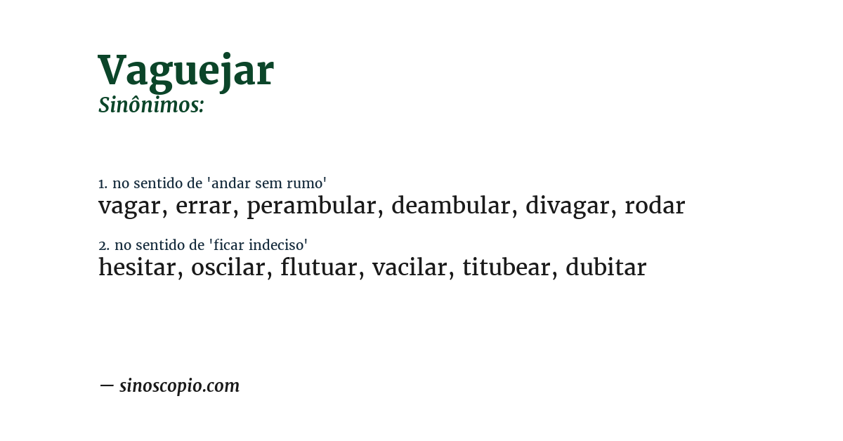 Sinônimo de vaguejar