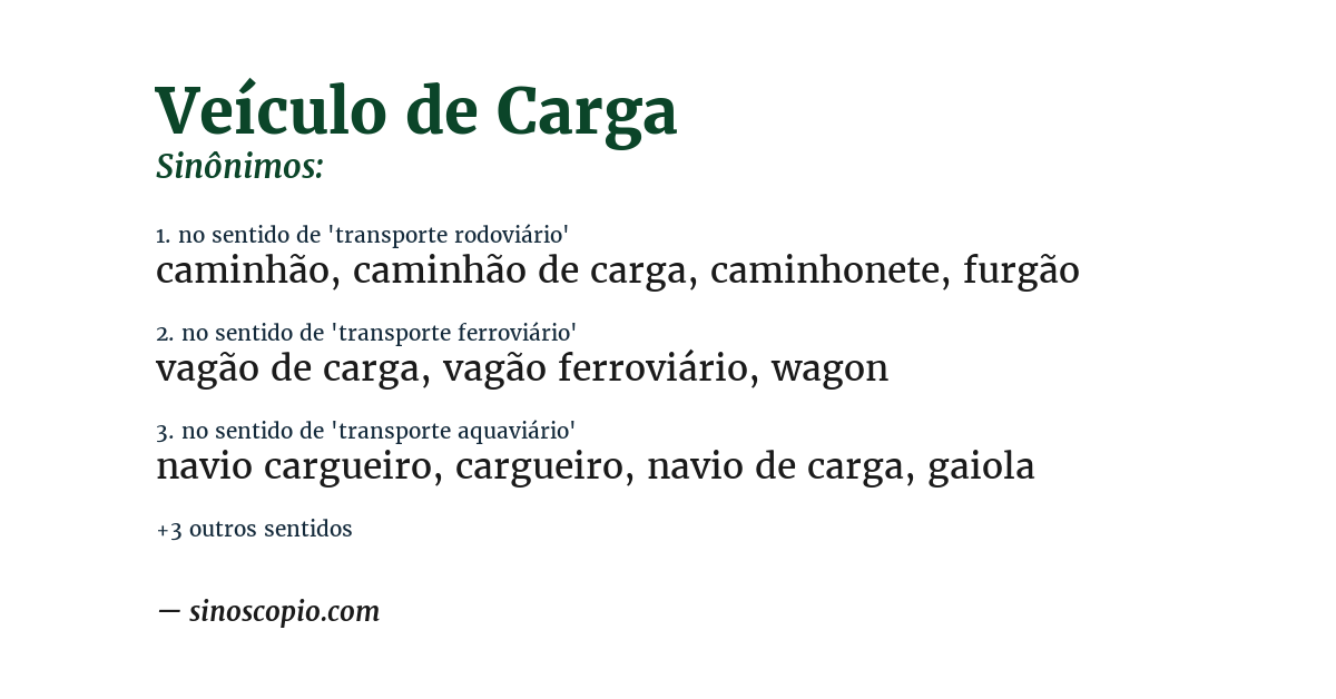 Sinônimo de veículo de carga