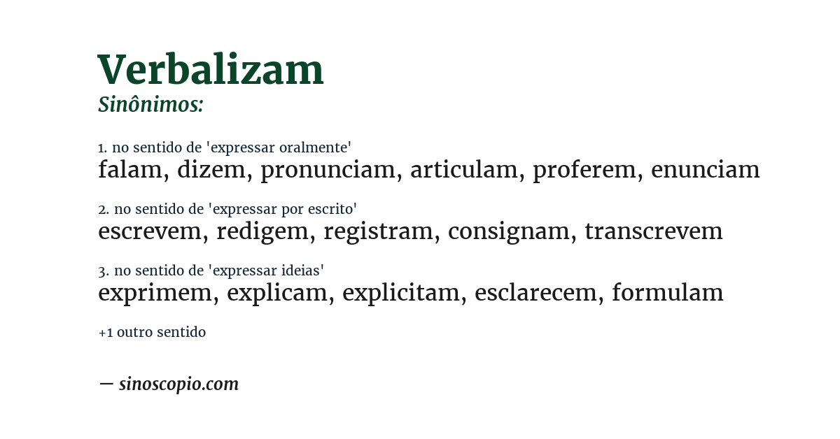 Sinônimo de verbalizam