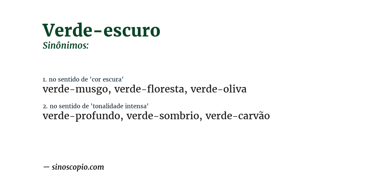 Sinônimo de verde-escuro