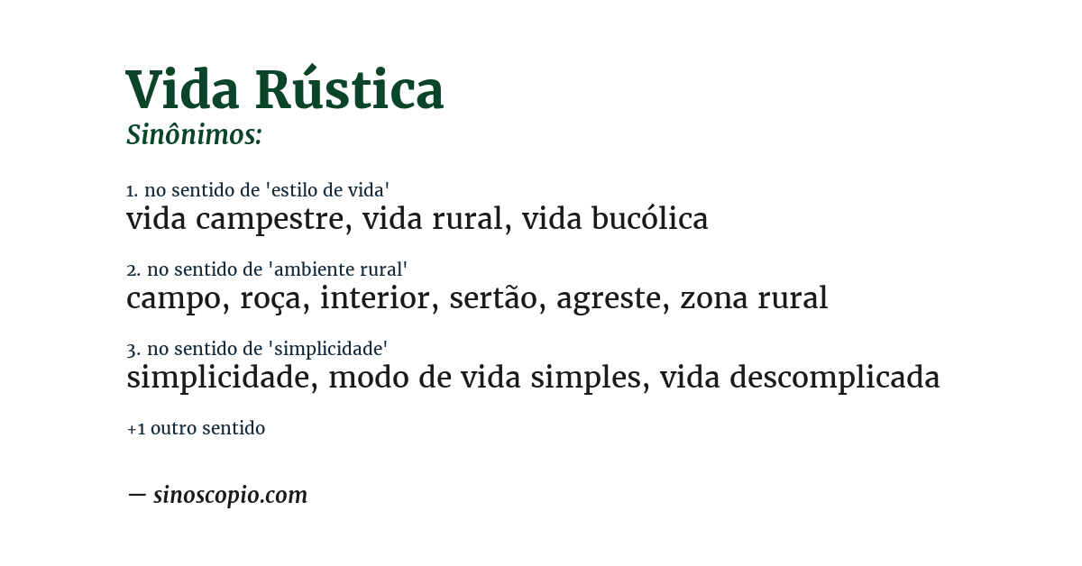 Sinônimo de vida rústica