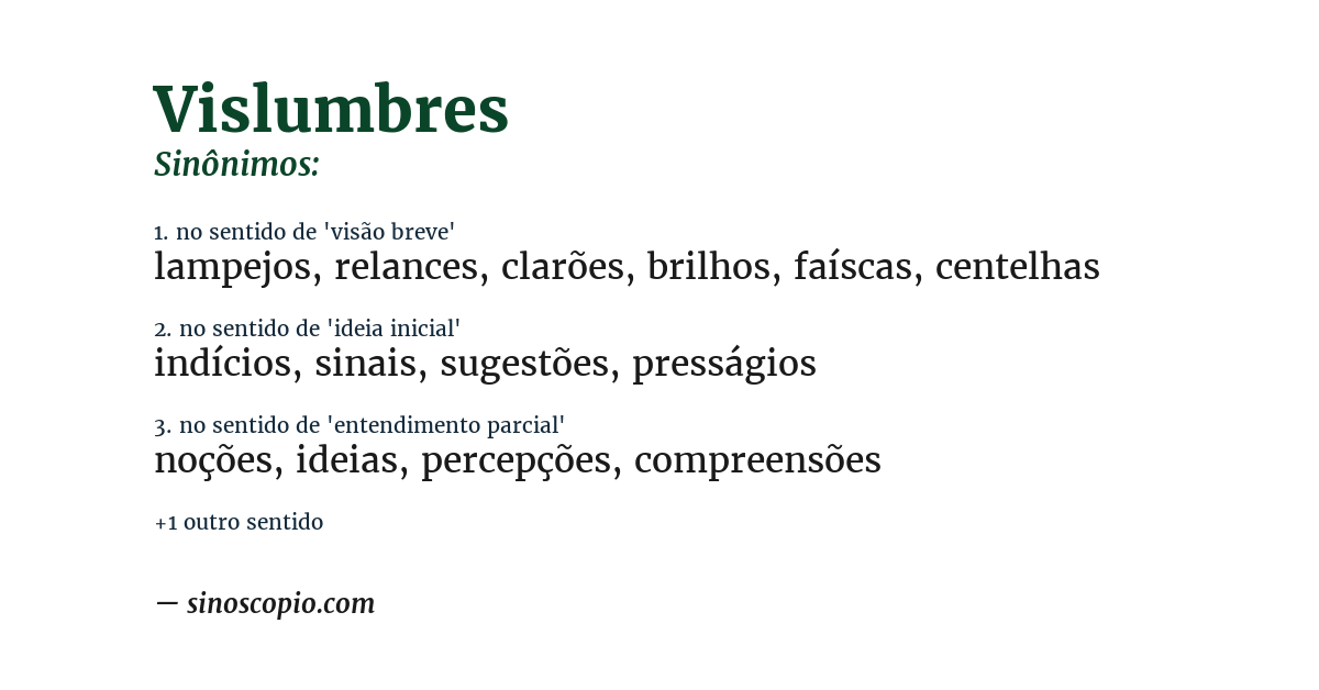 Sinônimo de vislumbres