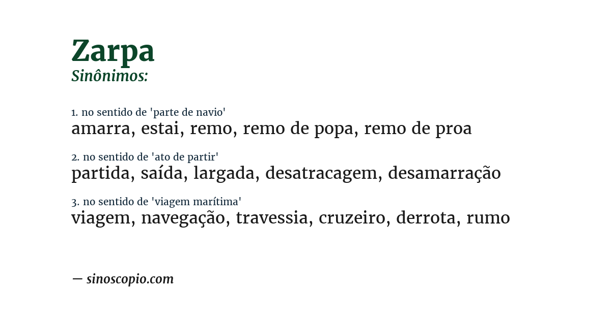 Sinônimo de zarpa
