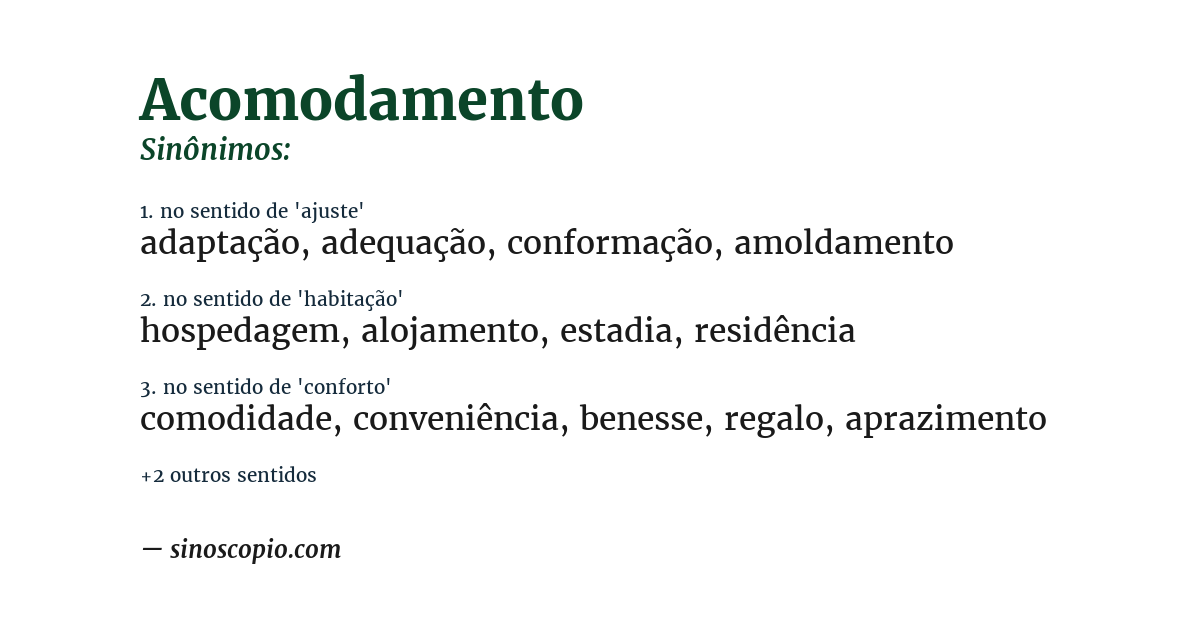 Sinônimo de acomodamento