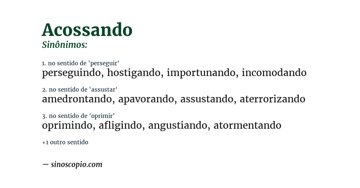Sinônimo de acossando
