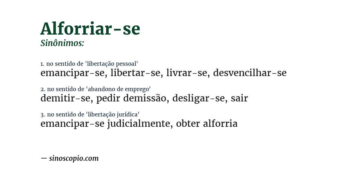 Sinônimo de alforriar-se