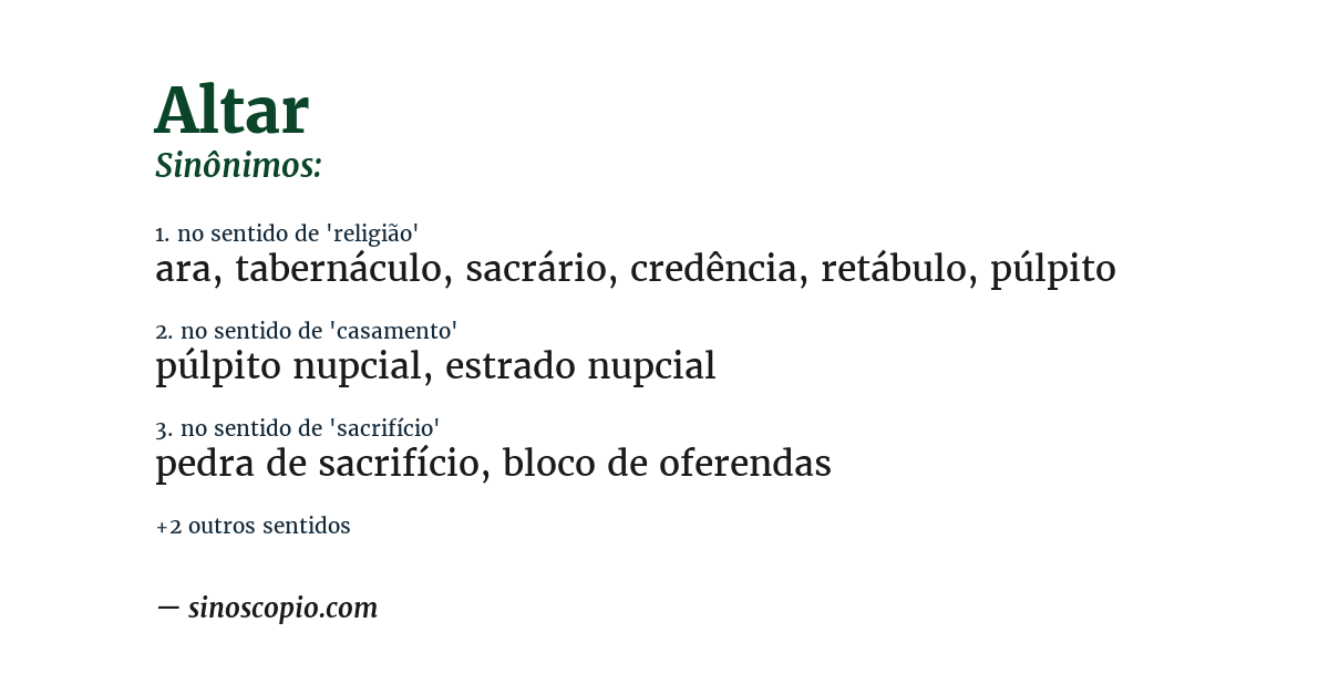 Sinônimo de altar