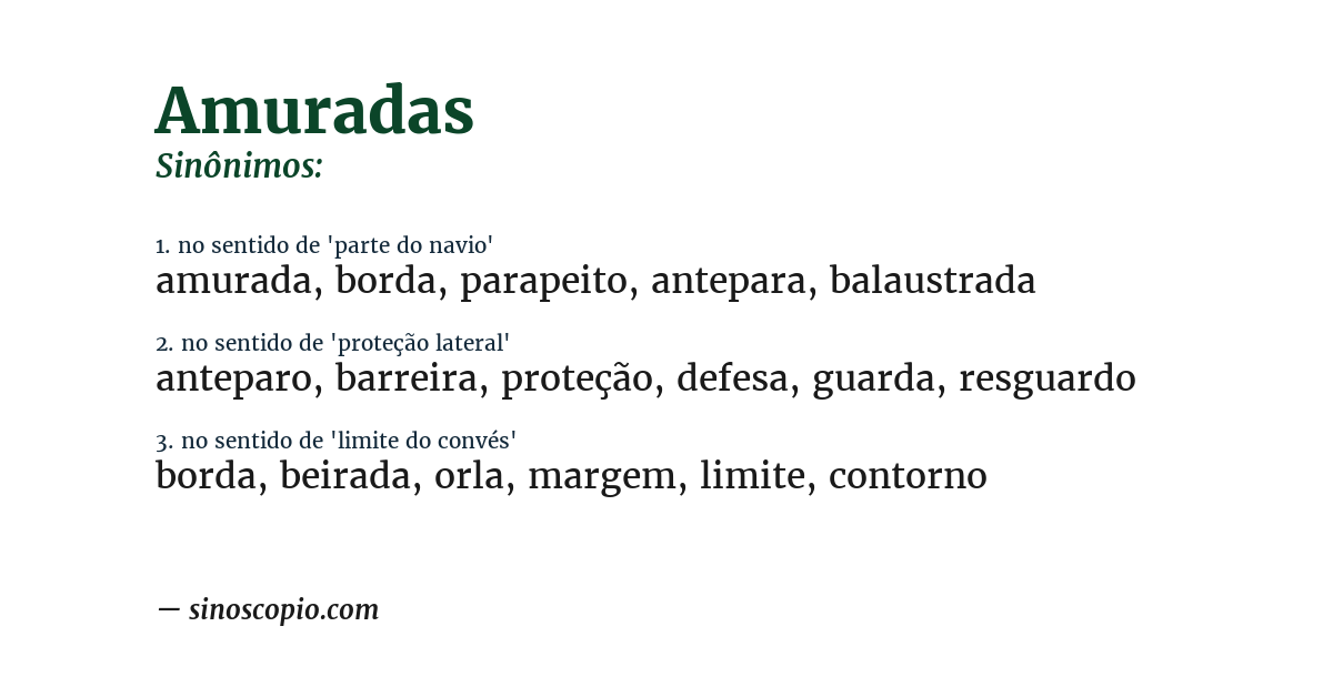 Sinônimo de amuradas