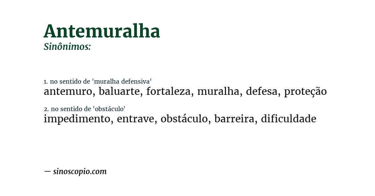 Sinônimo de antemuralha