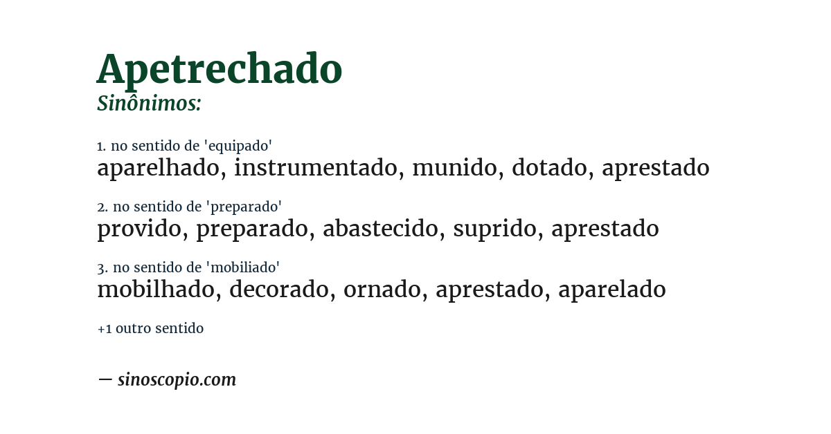 Sinônimo de apetrechado
