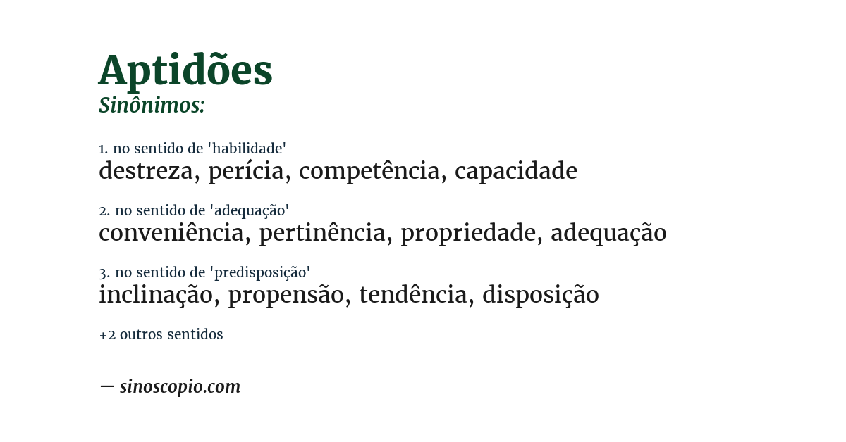 Sinônimo de aptidões
