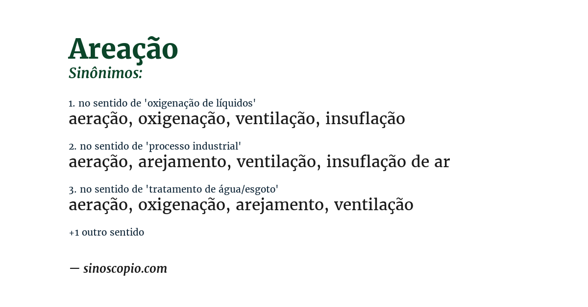 Sinônimo de areação