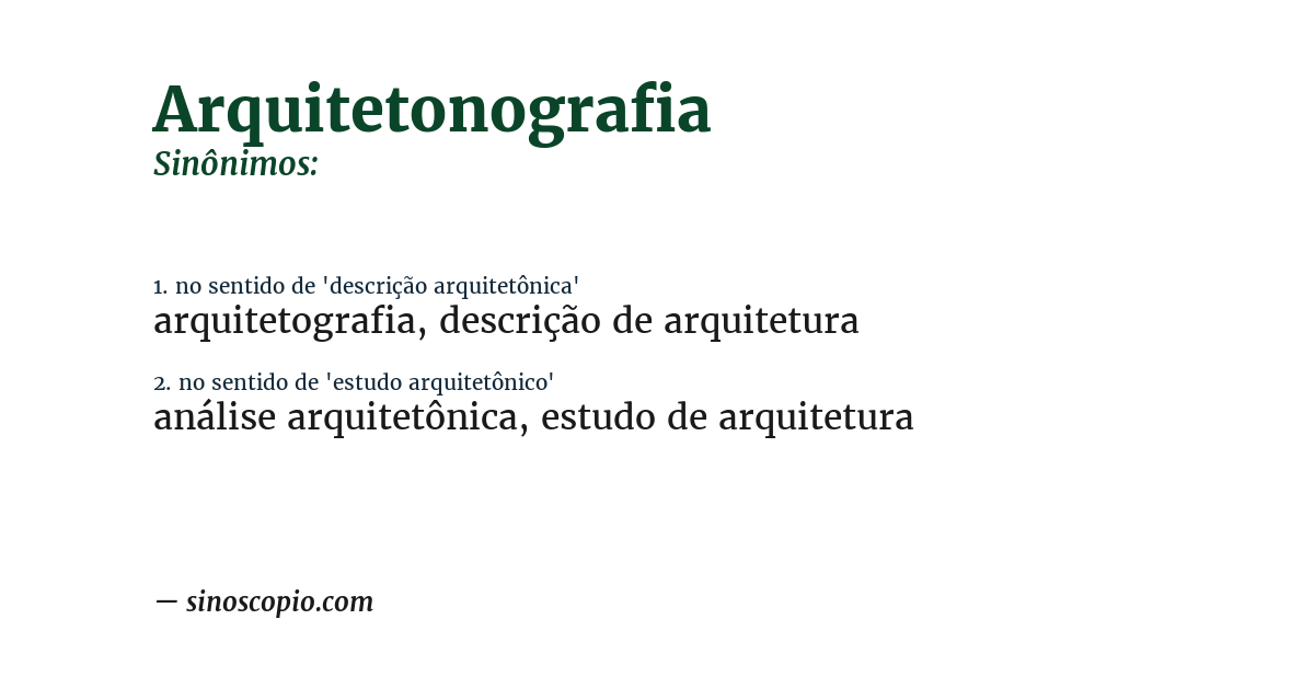 Sinônimo de arquitetonografia