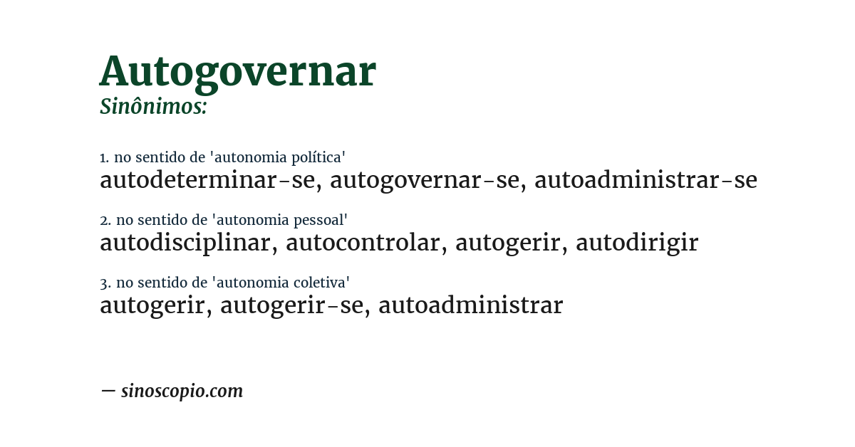 Sinônimo de autogovernar