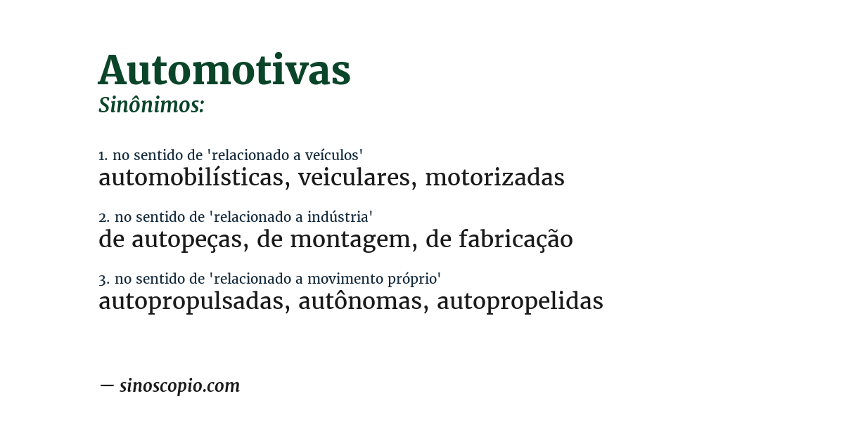 Sinônimo de automotivas