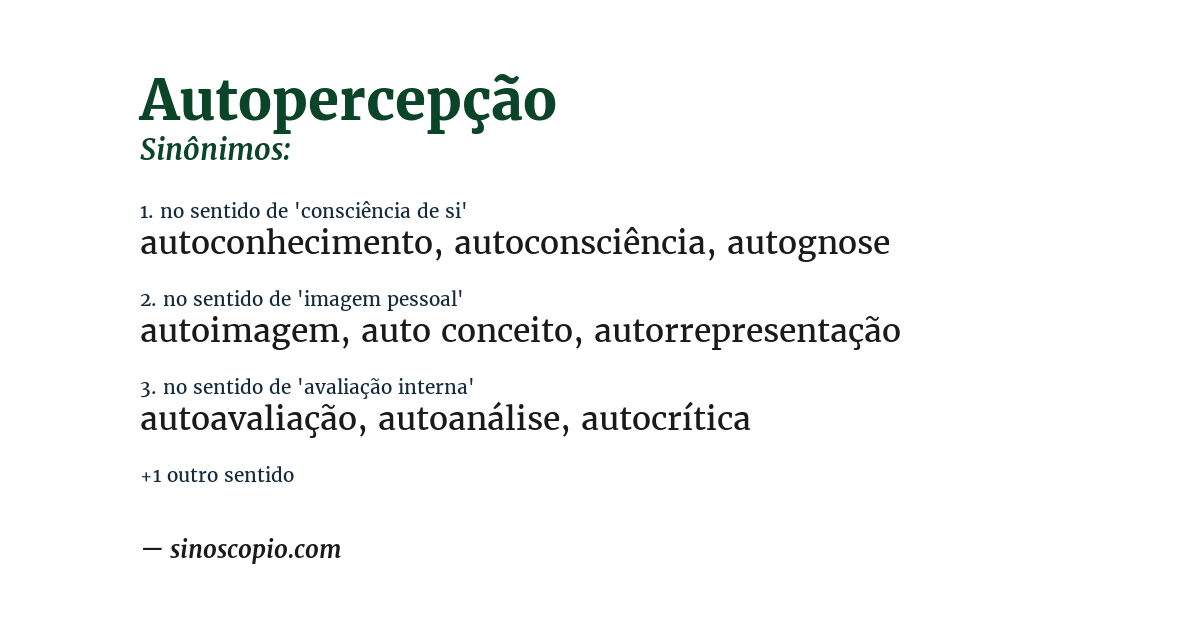 Sinônimo de autopercepção