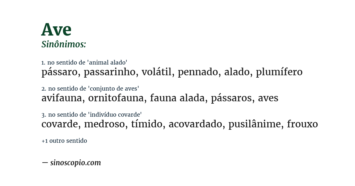 Sinônimo de ave